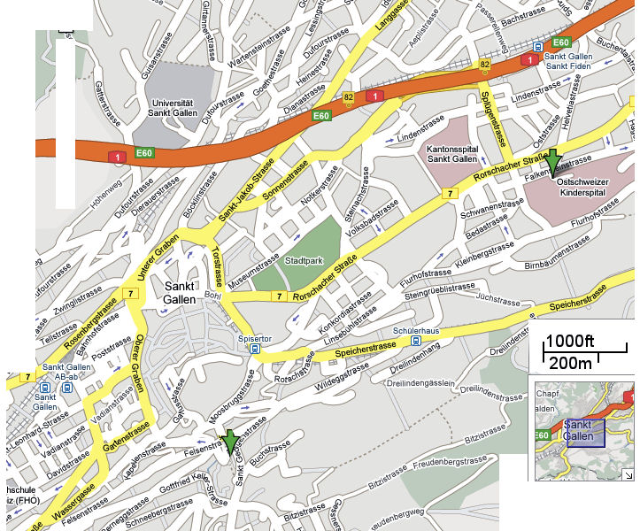 city carte du St Gallen